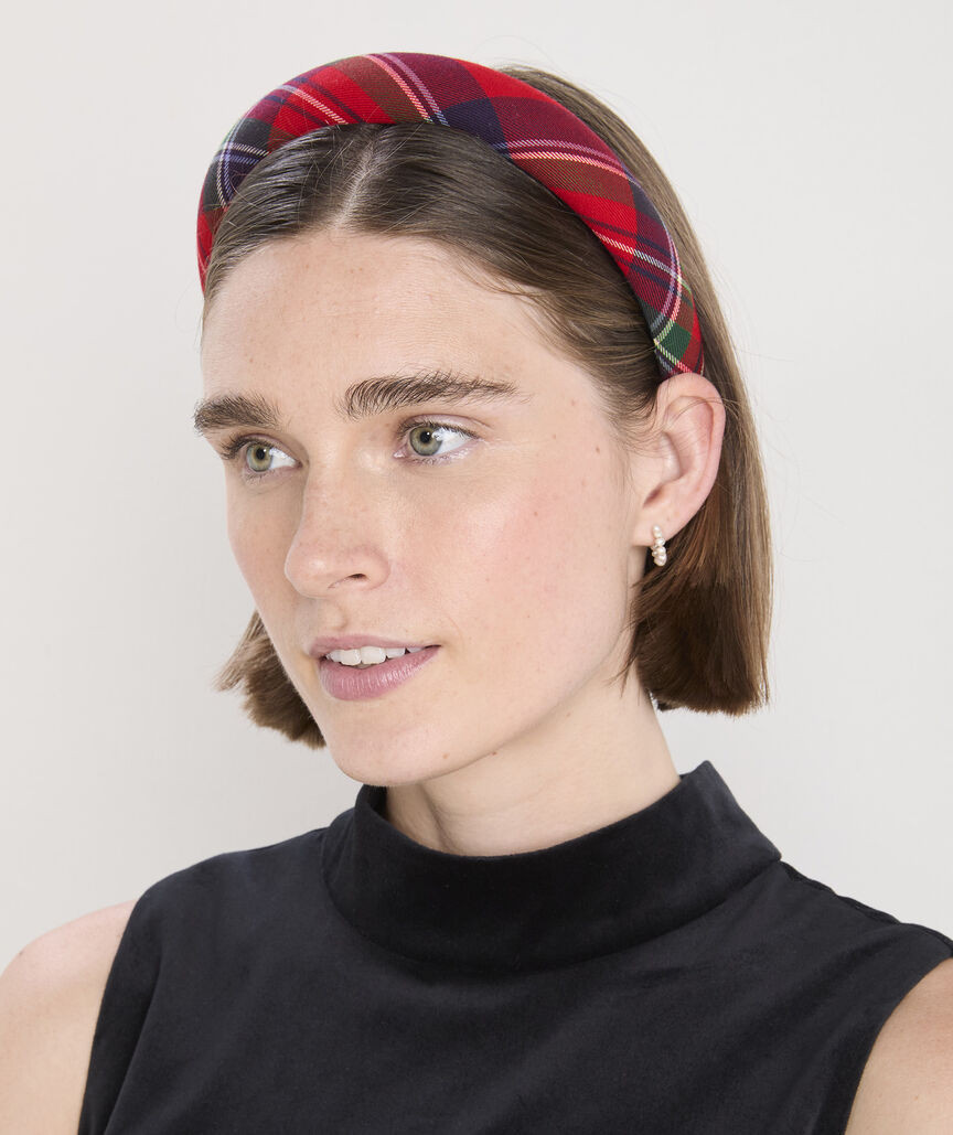 Balsam Plaid Puff Headband | vineyard vines