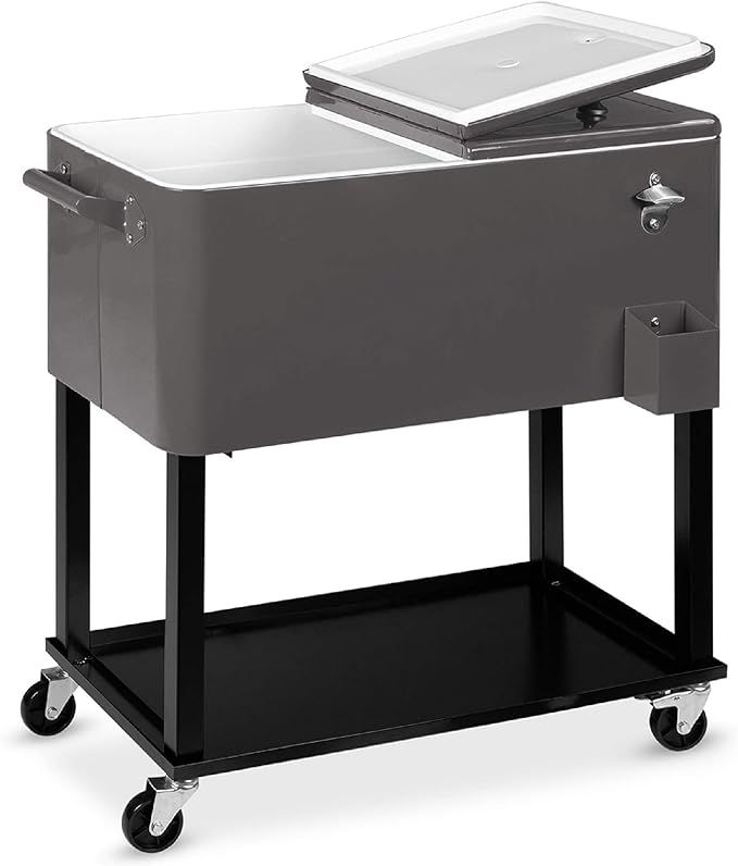 Best Choice Products 80qt Outdoor Steel Rolling Cooler Cart for Cookouts, Tailgating, BBQ w/Bottl... | Amazon (US)