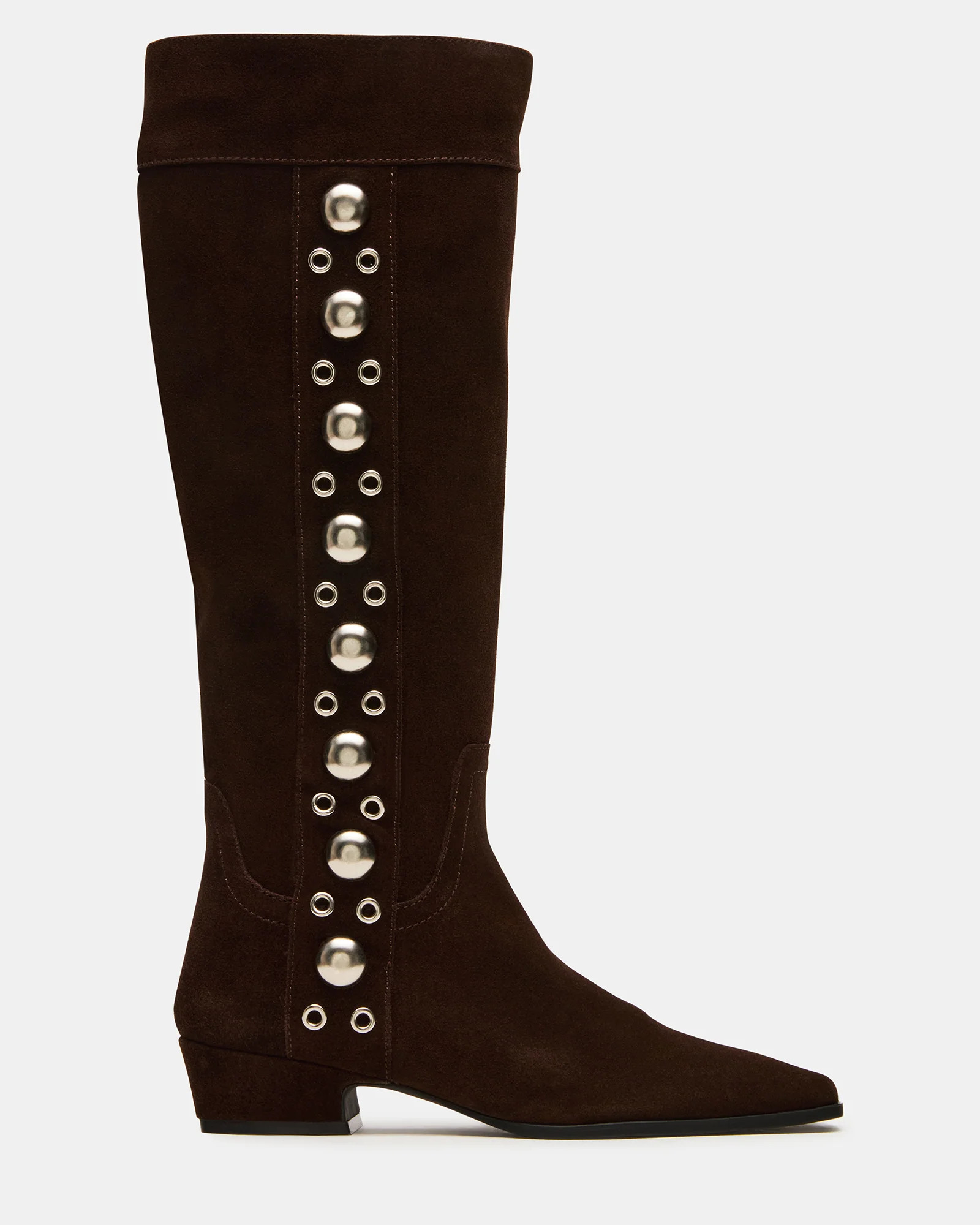 DINGO Brown Suede Studs Knee-High Square-Toe Women's Boot | Steve Madden (US)