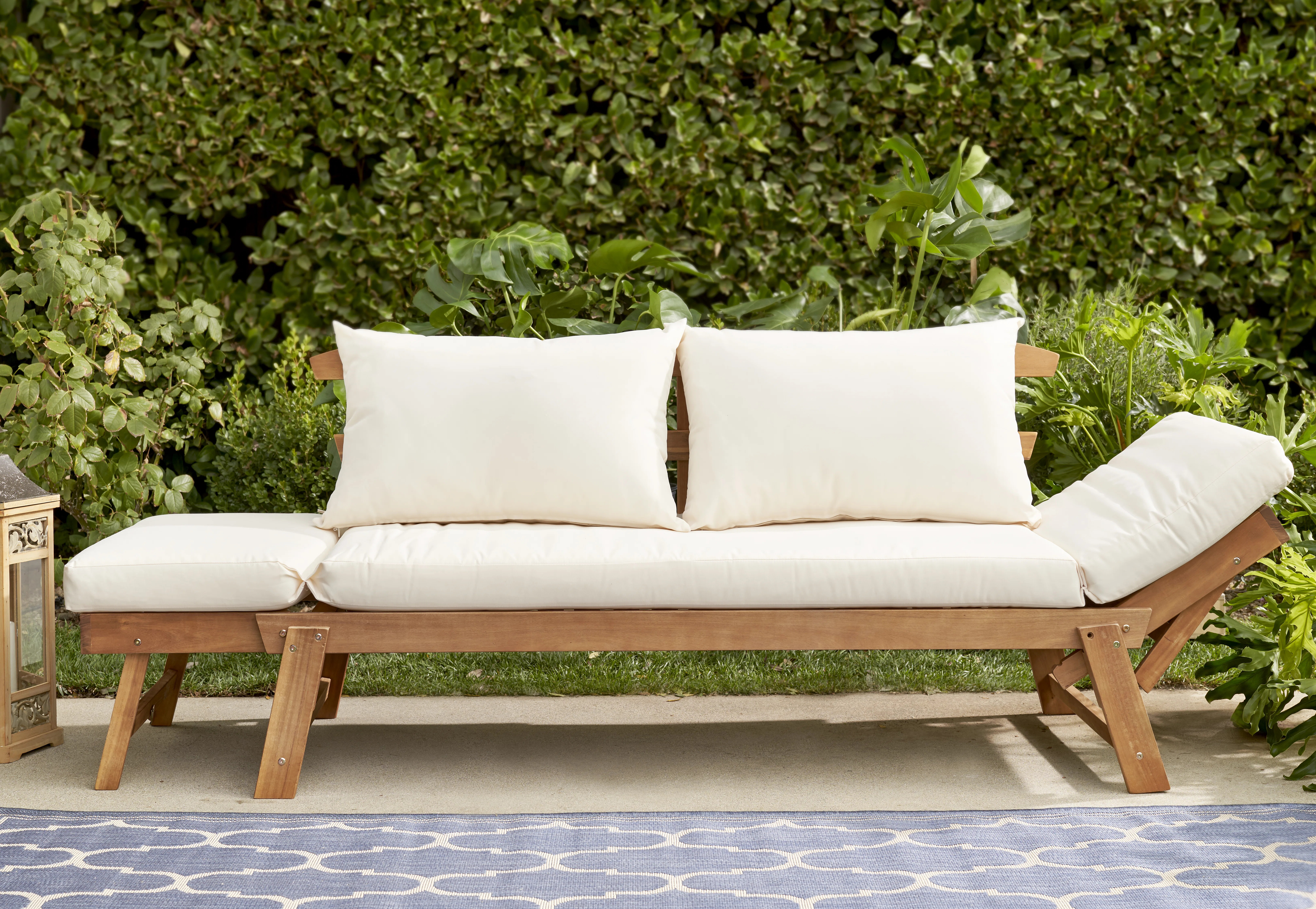 Jacqueline 83.46'' Wide Straight Acacia Patio Daybed with Cushions | Wayfair North America