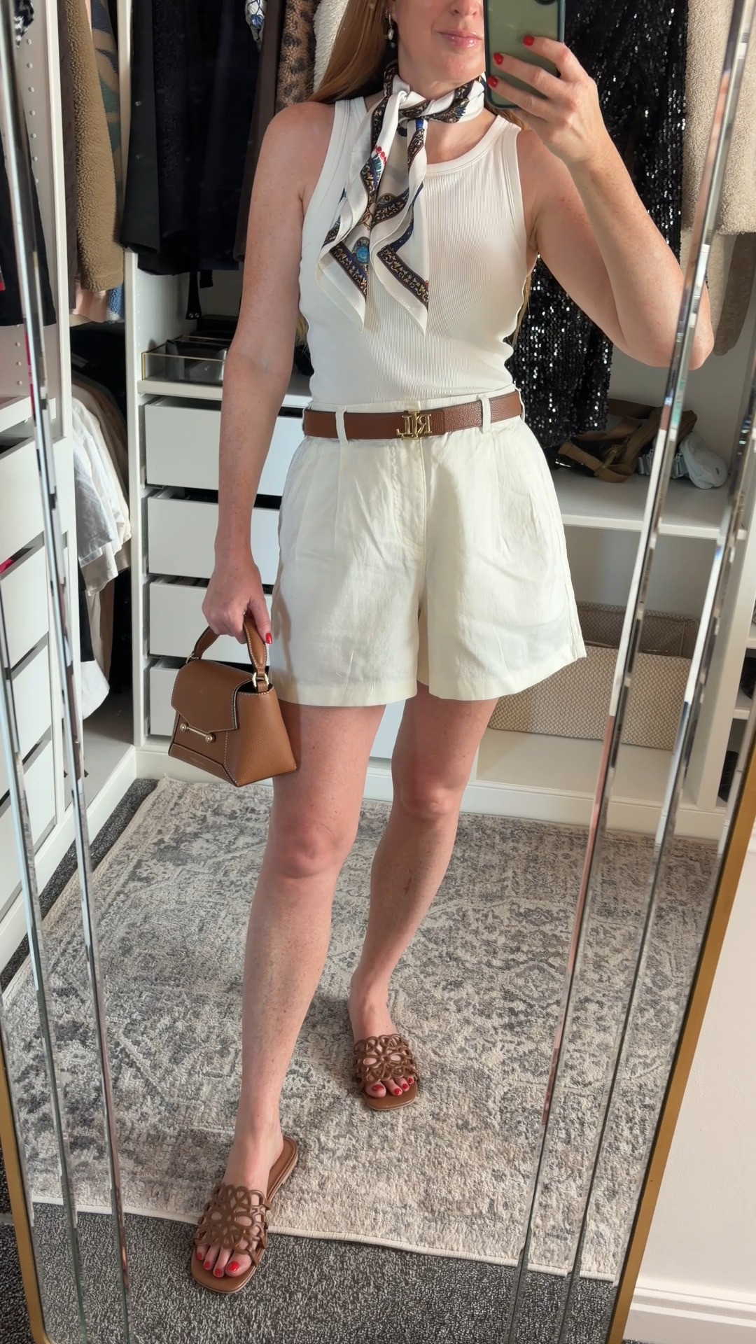 Simple, but intentional. Same Uniqlo white vest and shorts and my go-to staples, with a silk scarf, tan belt, woven sandals and a tan bag. Just switching the accessories changes the whole feel. white shorts, tan belt, tan bag, summer outfits over 40 @UNIQLO

#LTKuk #LTKsummer #LTKtravel