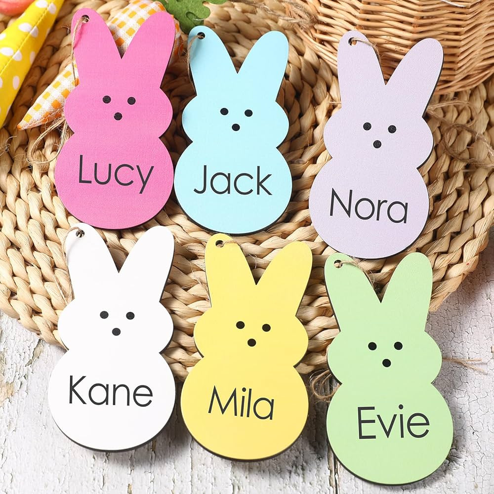 Easter Decorations-12PCS Easter Basket Name Tags-DIY Blank Wooden Easter Bunny Tag-Farmhouse East... | Amazon (US)