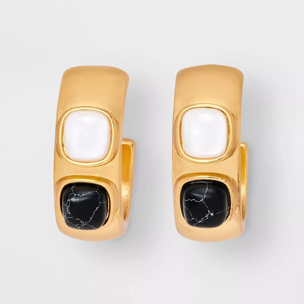 Howlite Stone Embellished Hoop Earrings - Universal Thread™ Black | Target