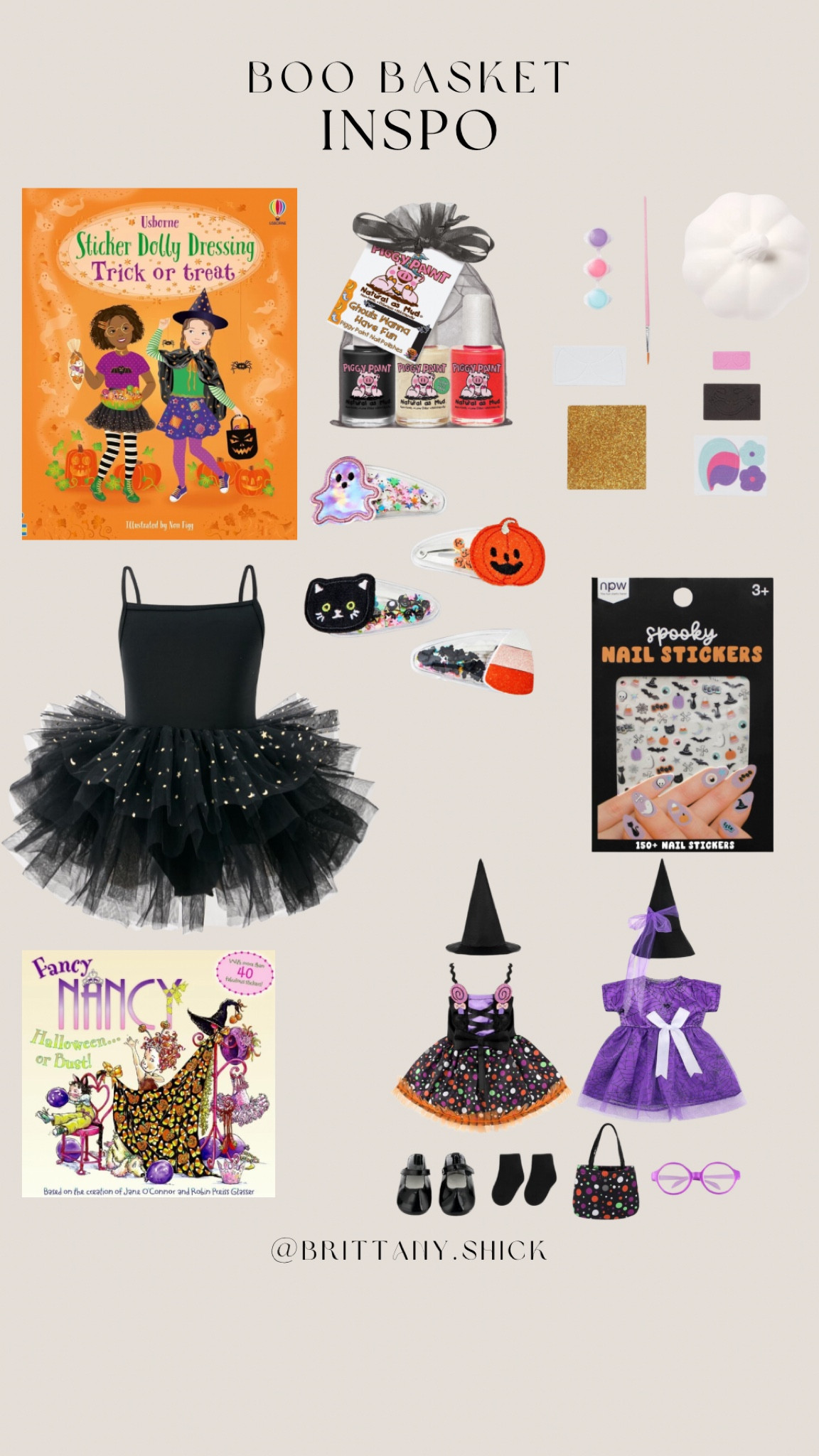 Boo basket inspo for girl toddler kids 

American girl doll 18” Halloween costume clothes piggy paint nails nail stickers Halloween dance leotard tutu hair clips sky pumpkin craft unicorn doll dress up sticker book fancy Nancy book crafts 

#LTKHalloween #LTKKids #LTKSeasonal