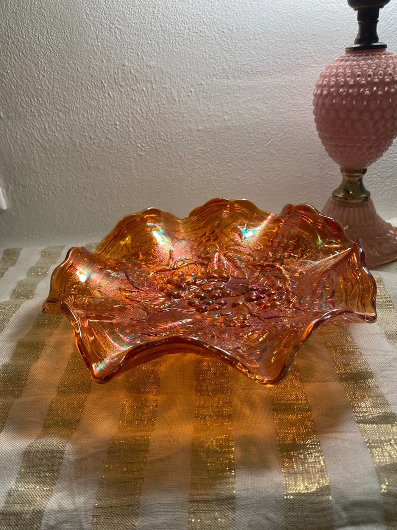 Vintage CARNIVAL Glass Imperial Grape Iridescent Marigold Dish - Etsy | Etsy (US)