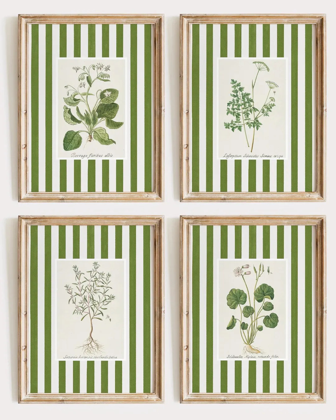 5 Striped Floral Art Prints, Digital Grandmillenial Nancy Meyers Inspired Botanical Print, Stripe... | Etsy (US)