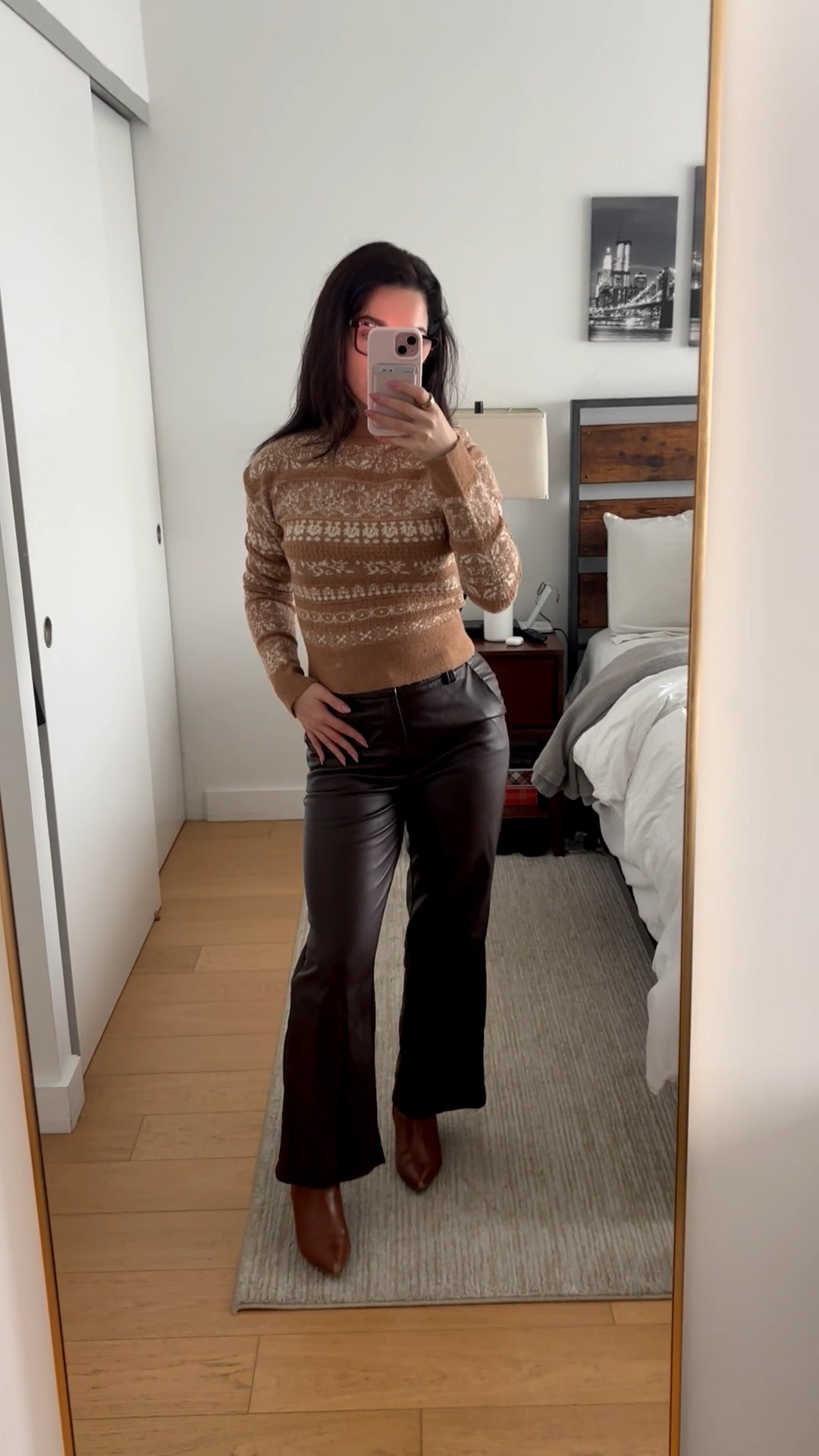 The perfect winter vibes sweater with leather pant 🤎

I’m a little obsessed with brown this fall and winter 

Brown outfit , winter outfit , winter sweater , snow , apres ski outfit 

#LTKU #LTKSeasonal #LTKootd
