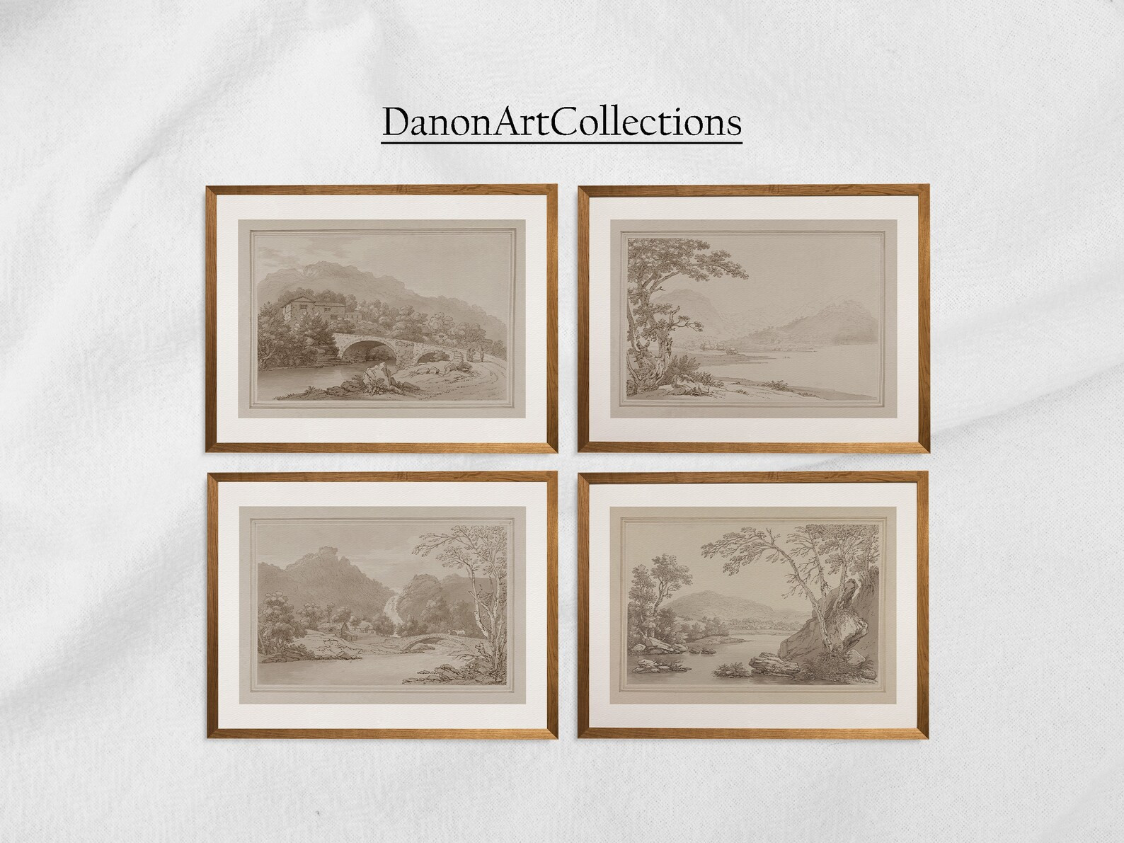 Vintage Neutral Landscape Sketches - Gallery Set of 4 , Aesthetic Decor Wall Art, Printable Wall ... | Etsy (US)