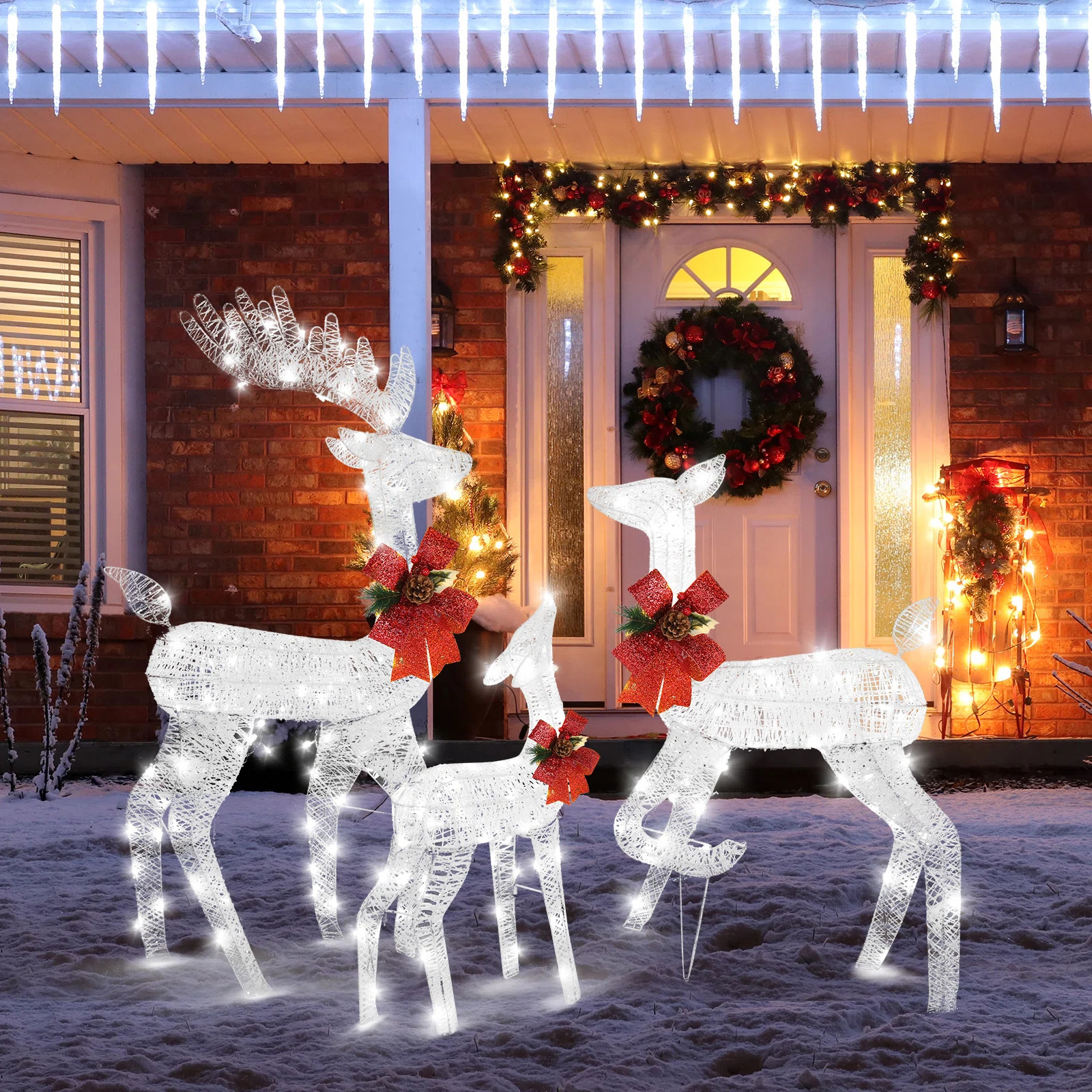 Reindeer Set Outdoor Christmas Decoration With LED Lights | Wayfair North America