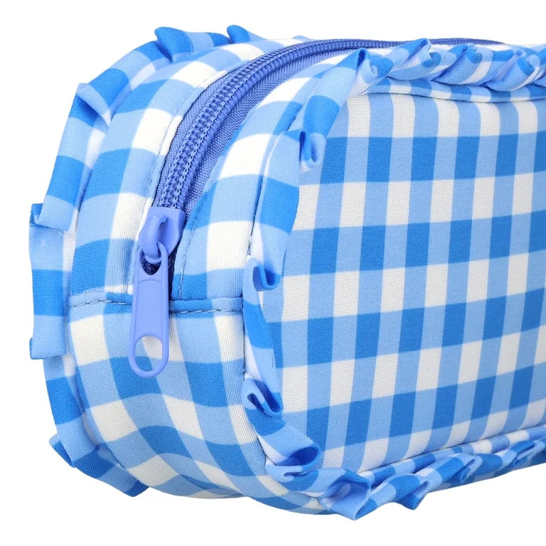 Pen+Gear Gingham Ruffle Pencil Pouch, Blue and White | Walmart (US)