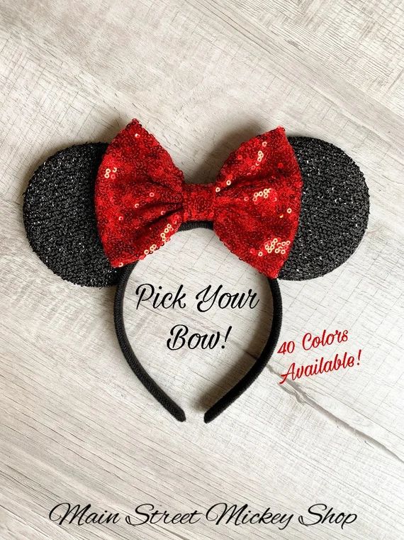 Minnie Mouse Ears, Disney Ears For Adults and Kids, Red Minnie Mouse Ears, Minnie Ears, Disneylan... | Etsy (US)