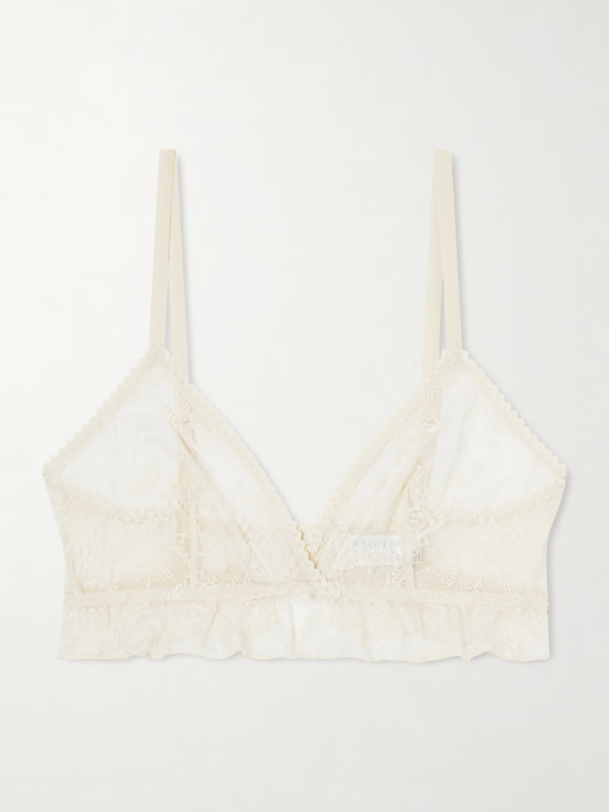Eres - Clochette Embroidered Mesh Triangle Bra - Cream | NET-A-PORTER (US)