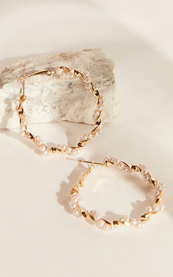 Bev Hoop Earrings in Gold and Pearl | Showpo (US, UK & Europe)