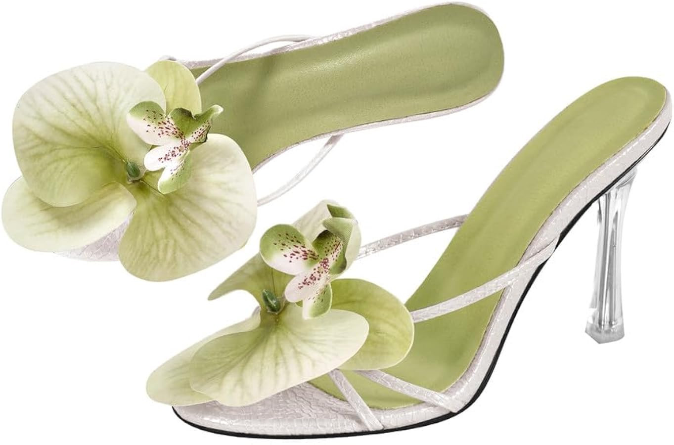 MissHeel Orchid Heels for Women Clear Heel Slip On Thong Sandals | Amazon (US)
