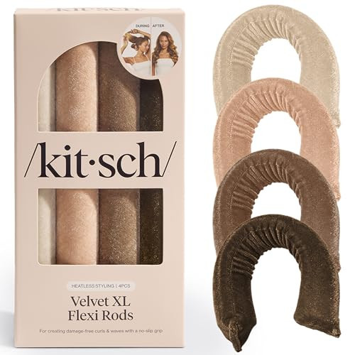 Kitsch XL Flexi Rods for Heatless Curls Overnight - Soft Velvet Hair Rollers for Women - Hair Curlers to Sleep In - Eucalyptus, 4pcs | Amazon (US)
