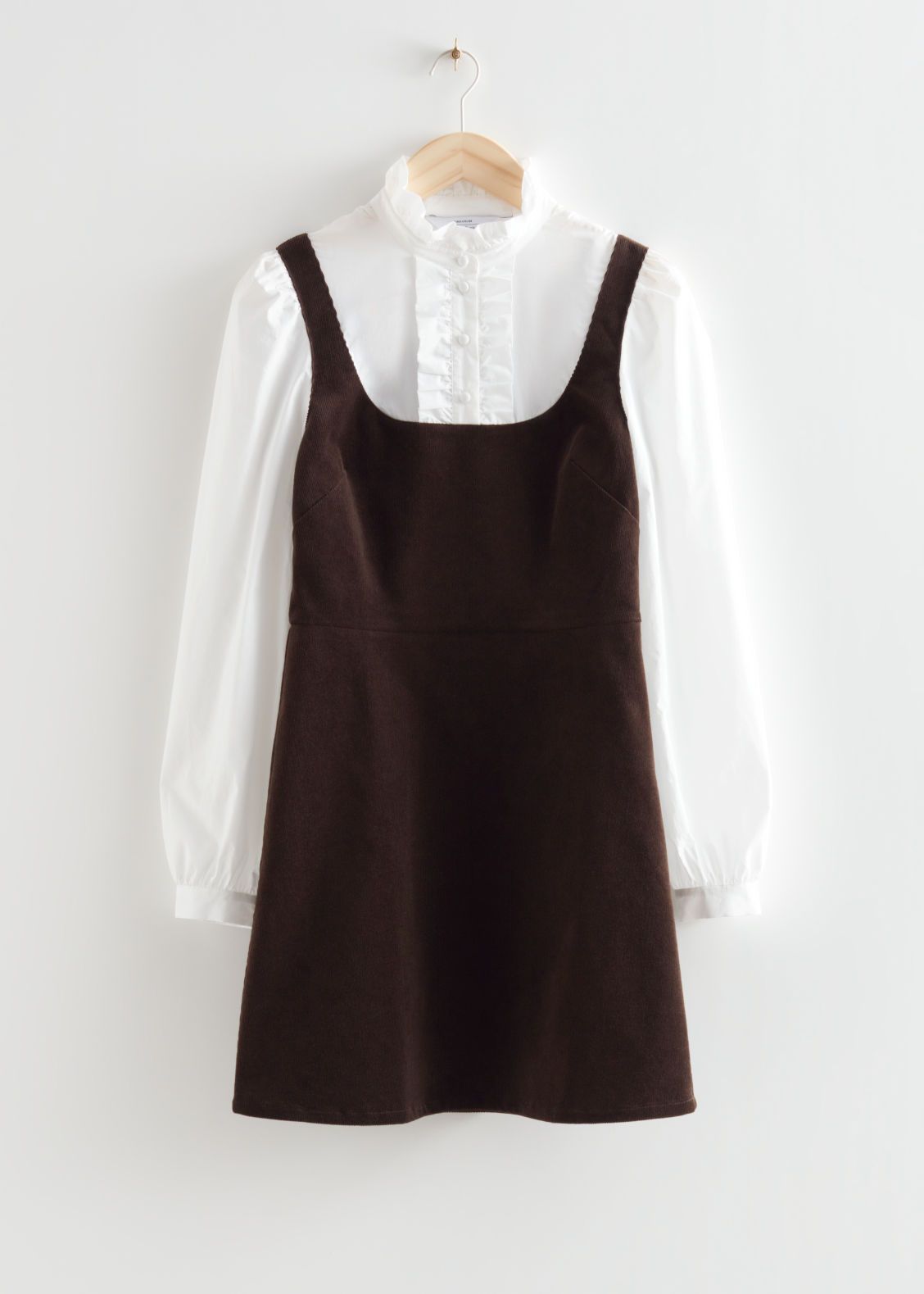 Frilled Corduroy Mini Dress - Brown | & Other Stories US