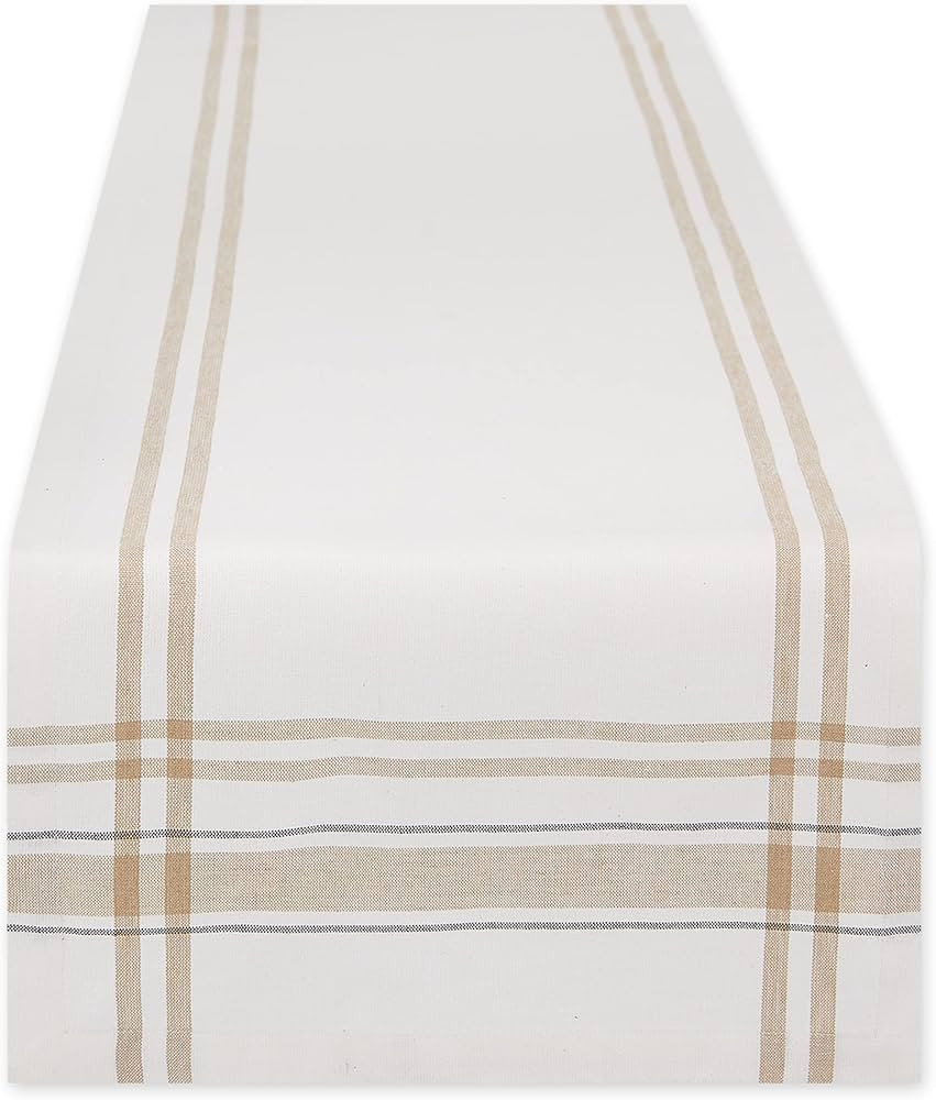 DII French Stripe Dining Table Collection Farmhouse Style Table Runner, 14x108 Inches, White Cham... | Amazon (US)