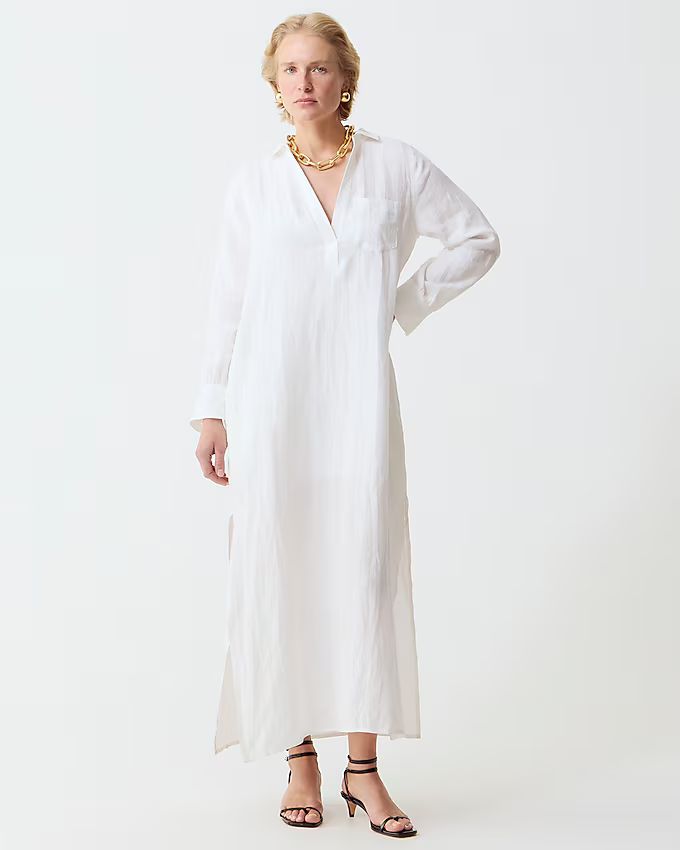 Bungalow maxi popover dress in linen | J.Crew US