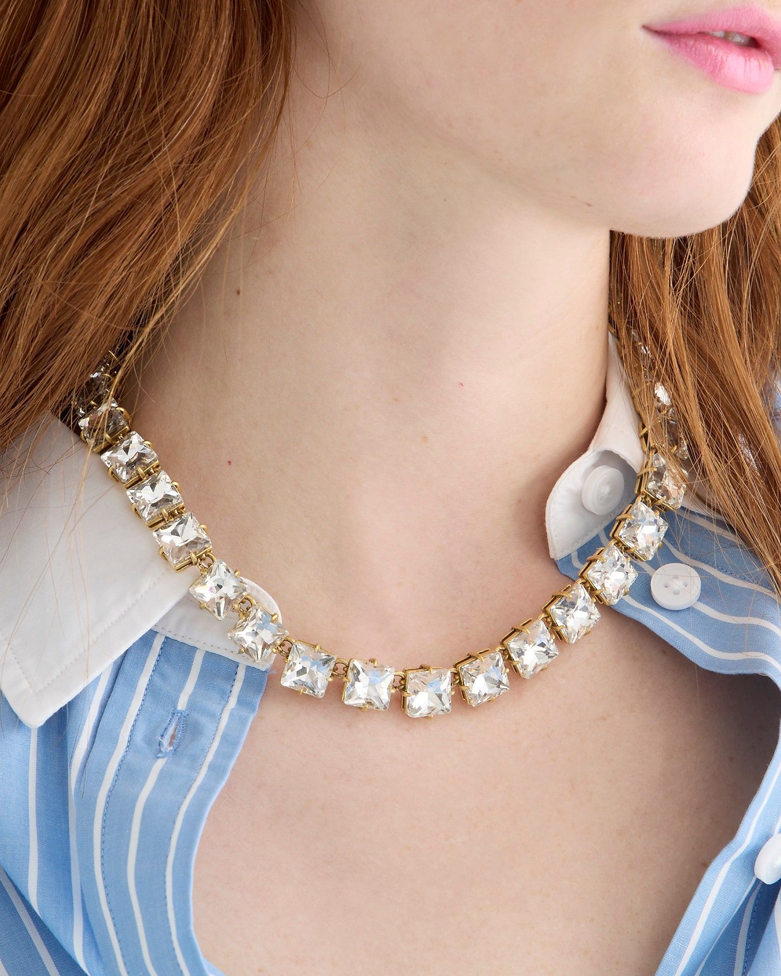 Square faceted crystal necklace | J.Crew US