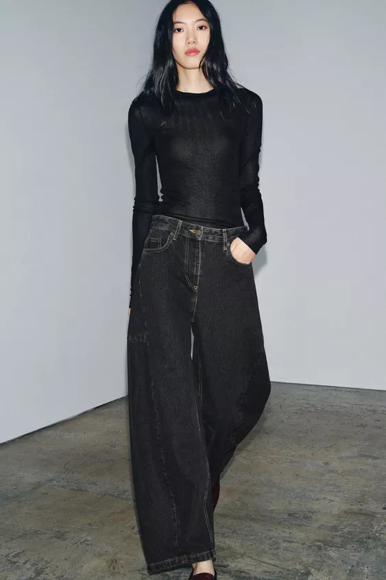 JEANS ZW COLLECTION BARREL MID-WAIST | Zara UK