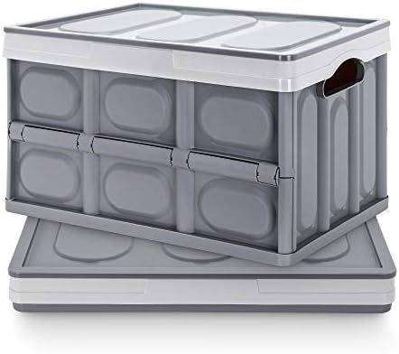 Homde 50L Storage Bins with Lids Collapsible Pack of 2 Plastic Crates Storage Container Gray Box ... | Amazon (US)