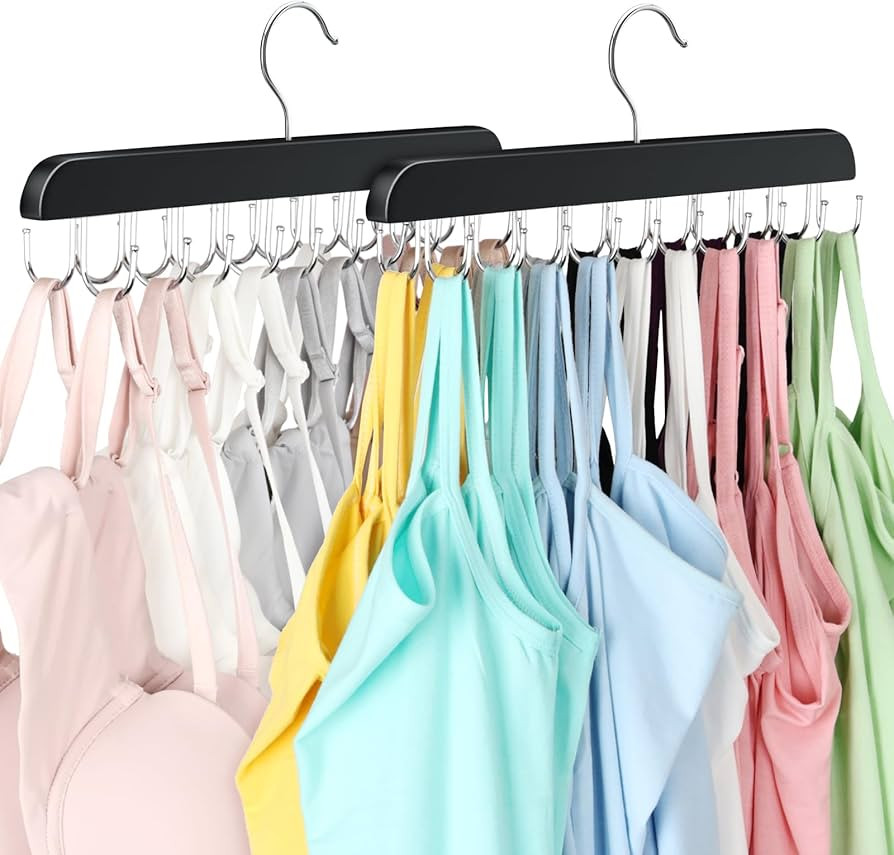 2 Pack Bra Hanger, Capacity Foldable Tank Top Hanger with 20 Hooks, Bra Hangers for Closet Organi... | Amazon (US)