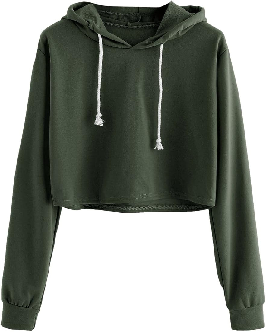 MakeMeChic Women's Cropped Hoodie Casual Workout Crop Sweatshirt Tops | Amazon (US)