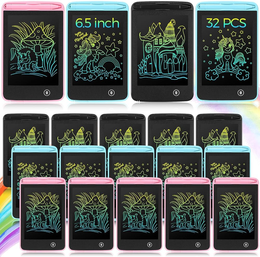 Sinmoe 32 Pieces LCD Writing Tablet 6.5 Inch Colorful Drawing Board Kids Doodle Pad Drawing Board... | Amazon (US)