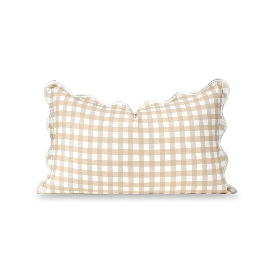 Hofdeco Premium Coastal Hampton Scalloped Patio Indoor Outdoor Lumbar Pillow Cover Only, 12"x20" ... | Amazon (US)