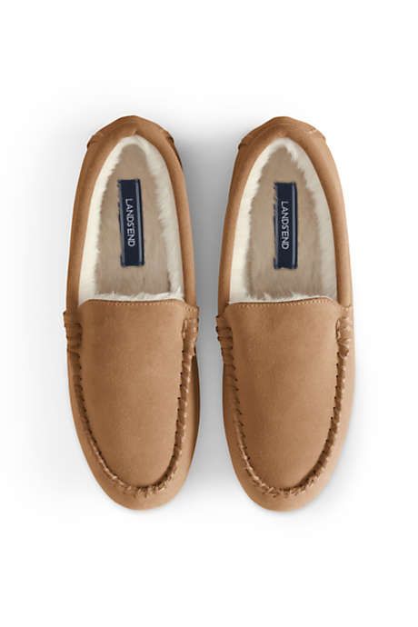 Women's Suede Leather Moccasin Slippers | Lands' End (US)