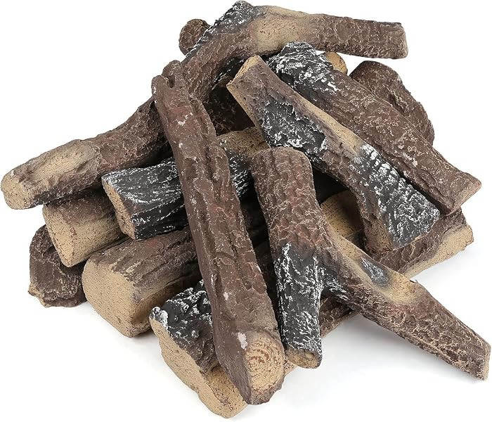 Gas Fireplace Logs 10pcs Fake Fireplace Logs Faux Electric Fireplace Logs for Gas Fireplace Insert, Large Ceramic Wood Fake Fire Logs for Outdoor Fire Pit Firebowl Indoor Fireplace Decoration | Amazon (US)
