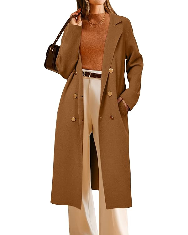 Arach&Cloz Women's Wool Blend Double Breasted Winter Outfits Long Cardigan Sweater Coat 2025 | Amazon (US)