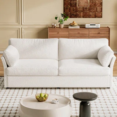59" Beige Loveseat Sofa,Small 2-Seater Sofa With 2 Pillows,Comfy Upholstered Sofa Couch | Wayfair North America