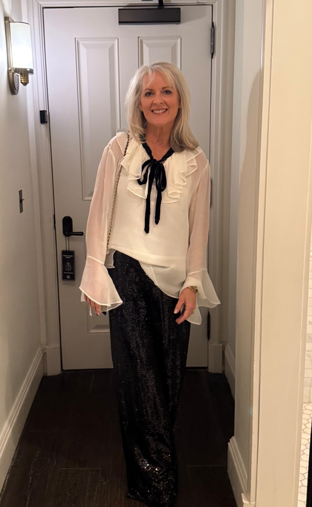 Soft, sheer, and beautifully detailed 🤍 This Ralph Lauren crinkled georgette blouse features cascading ruffle trim and a velvet tie at the neckline, with a crepe camisole lining for just the right amount of coverage. Effortless polish for day or evening. Great for New Years  

#LTKHoliday #LTKSaleAlert