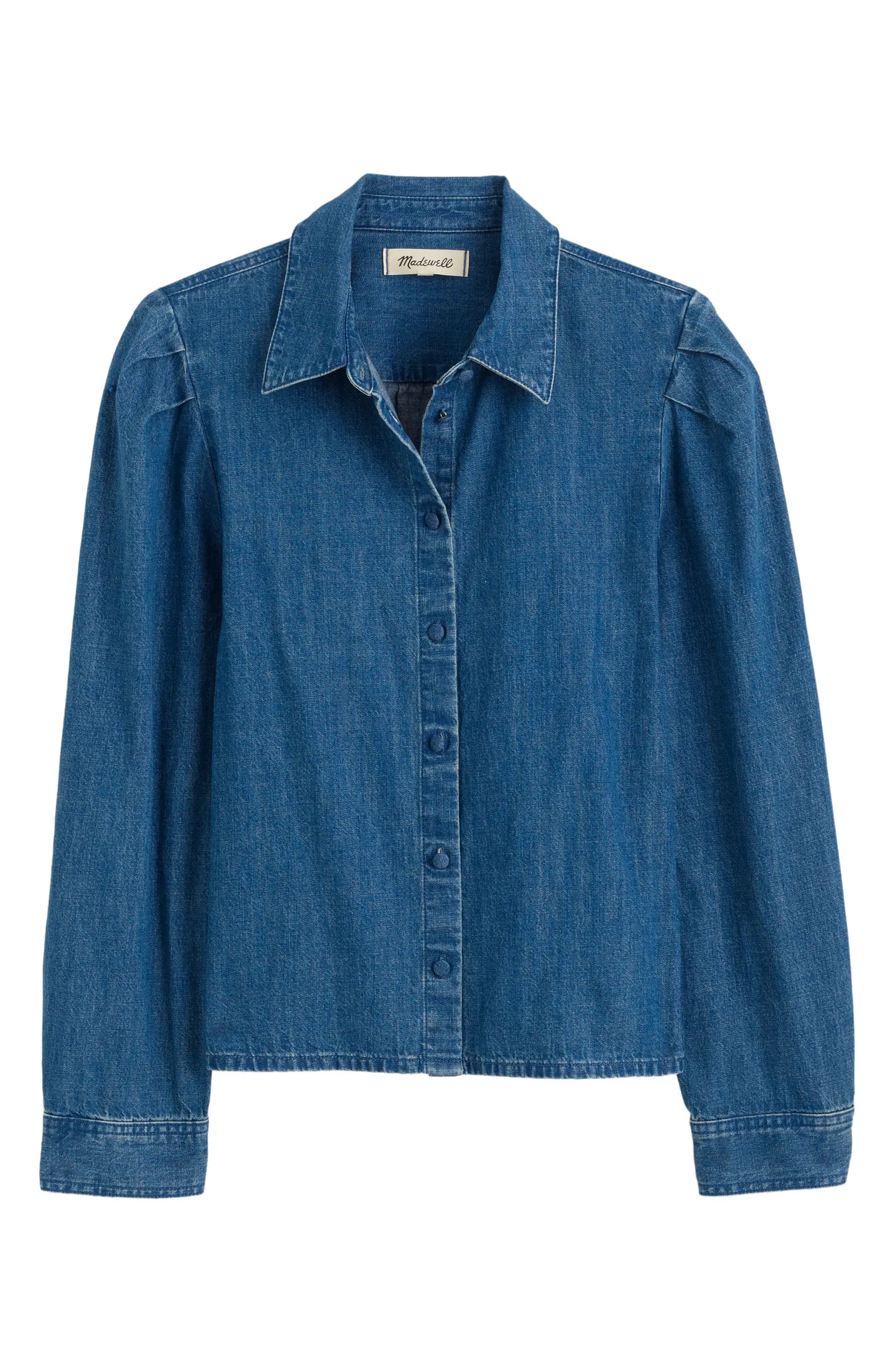 Puff Sleeve Denim Button-Up Shirt | Nordstrom