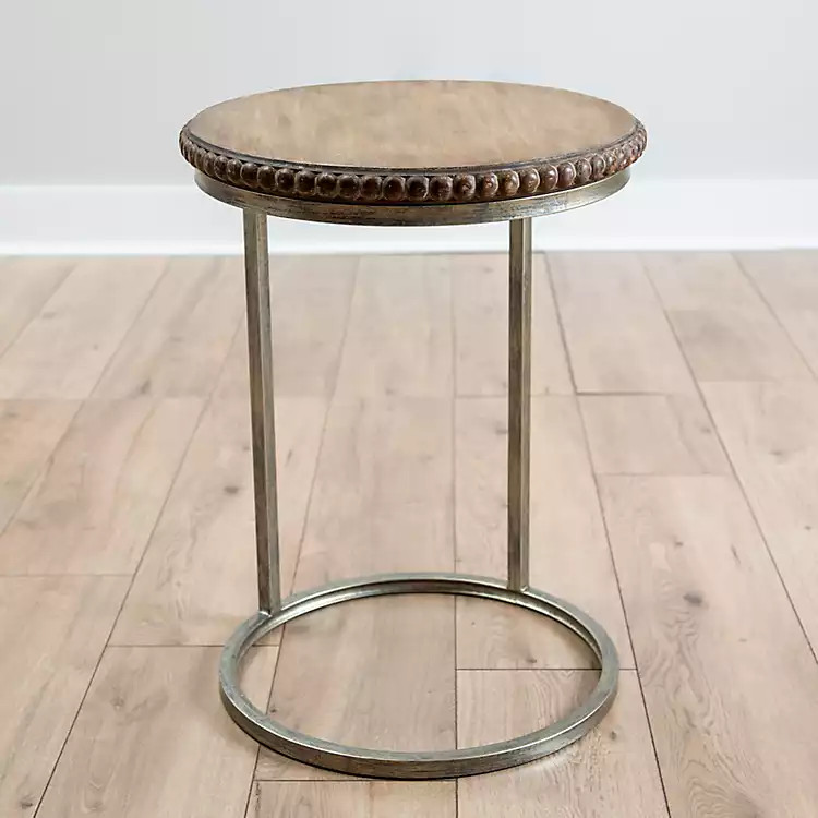 Beaded Round Wood C-Table | Kirkland's Home