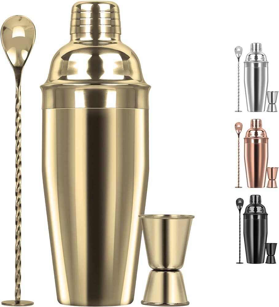 Large 24oz Cocktail Shaker Set, Stainless Steel 18/8 Martini Mixer Shaker with Built-in Strainer,... | Amazon (US)