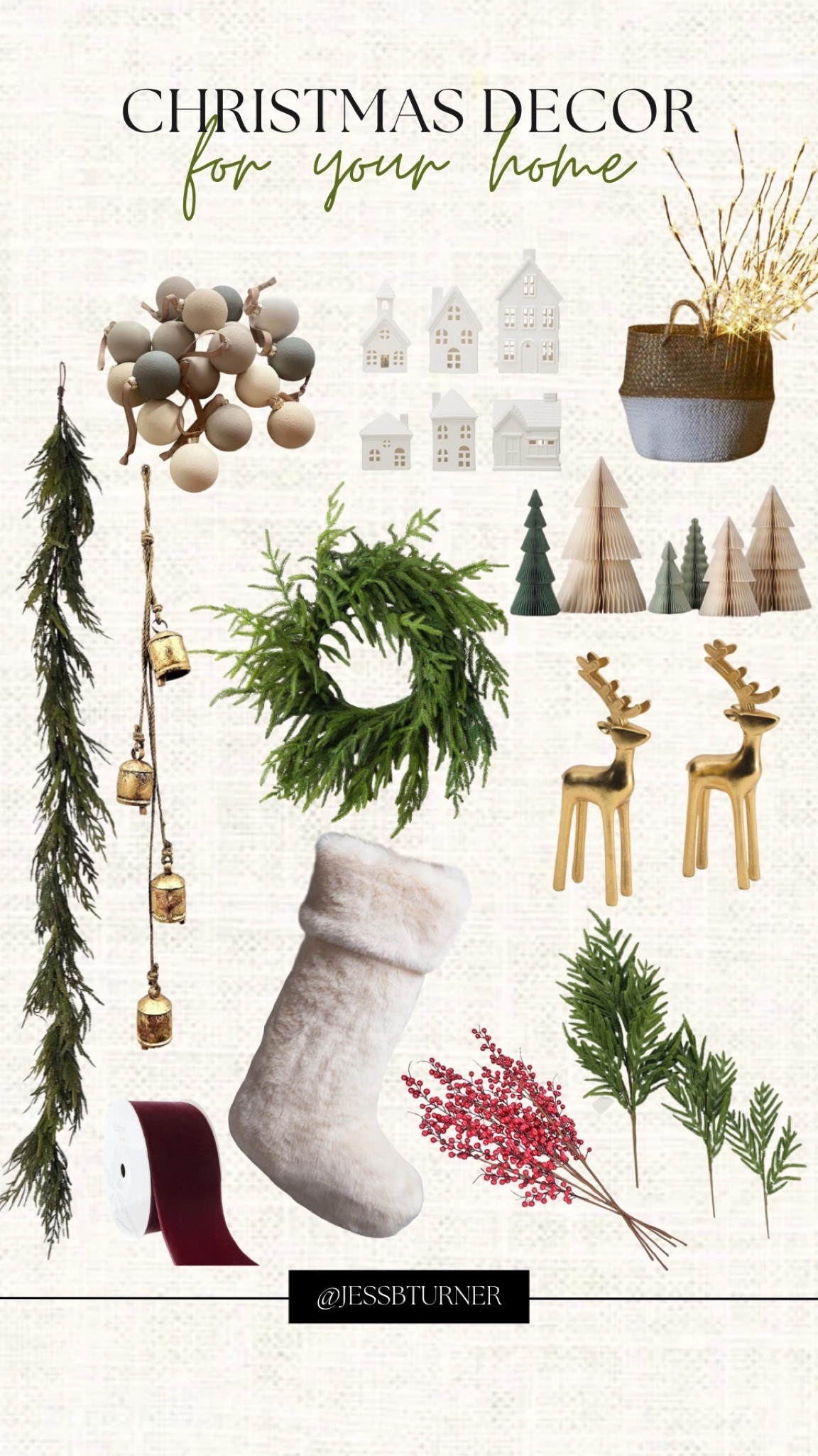 Some Christmas decor ideas for your home🎄♥️ Some items are trending and going viral at the moment (i.e. textured & neutral ornaments and Norfolk pine garlands and stems) so get it while you still can! 

Gold Christmas bells, Christmas village, LED branches, west elm, Martha Stewart, gold rainier, winterberry, Christmas berry, stockings, fur stockings, red and burgundy ribbon, flocked ornaments, velvet ornaments paper trees, Christmas wreath

#LTKSeasonal #LTKhome #LTKHoliday