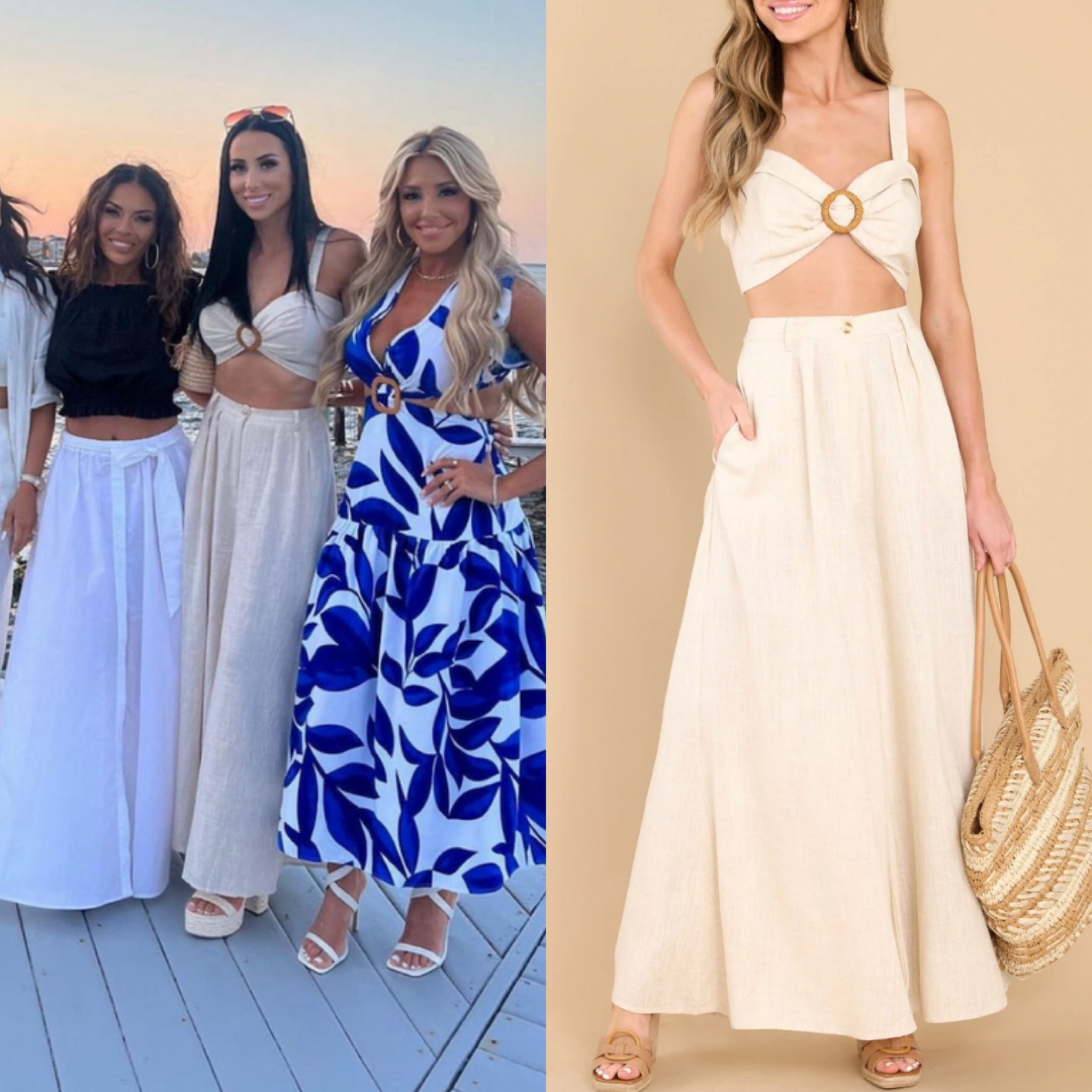 Rachel Fuda’s Beige Linen Ring Crop Top and Wide Leg Pants Set