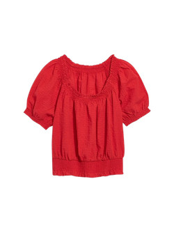 Smocked Seersucker Puff-Sleeve Top for Women | Old Navy (US)