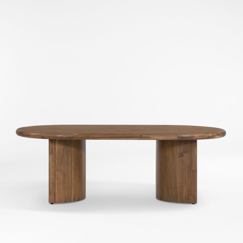 Panos Brown Solid Acacia Wood 51" Oval Coffee Table | Crate & Barrel | Crate & Barrel