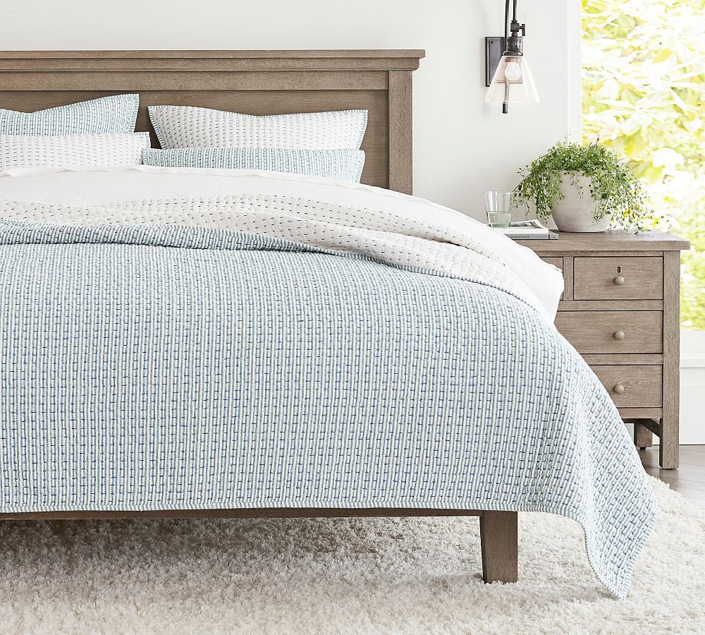 Pick-Stitch Wheaton Reversible Striped Cotton Quilt | Pottery Barn (US)