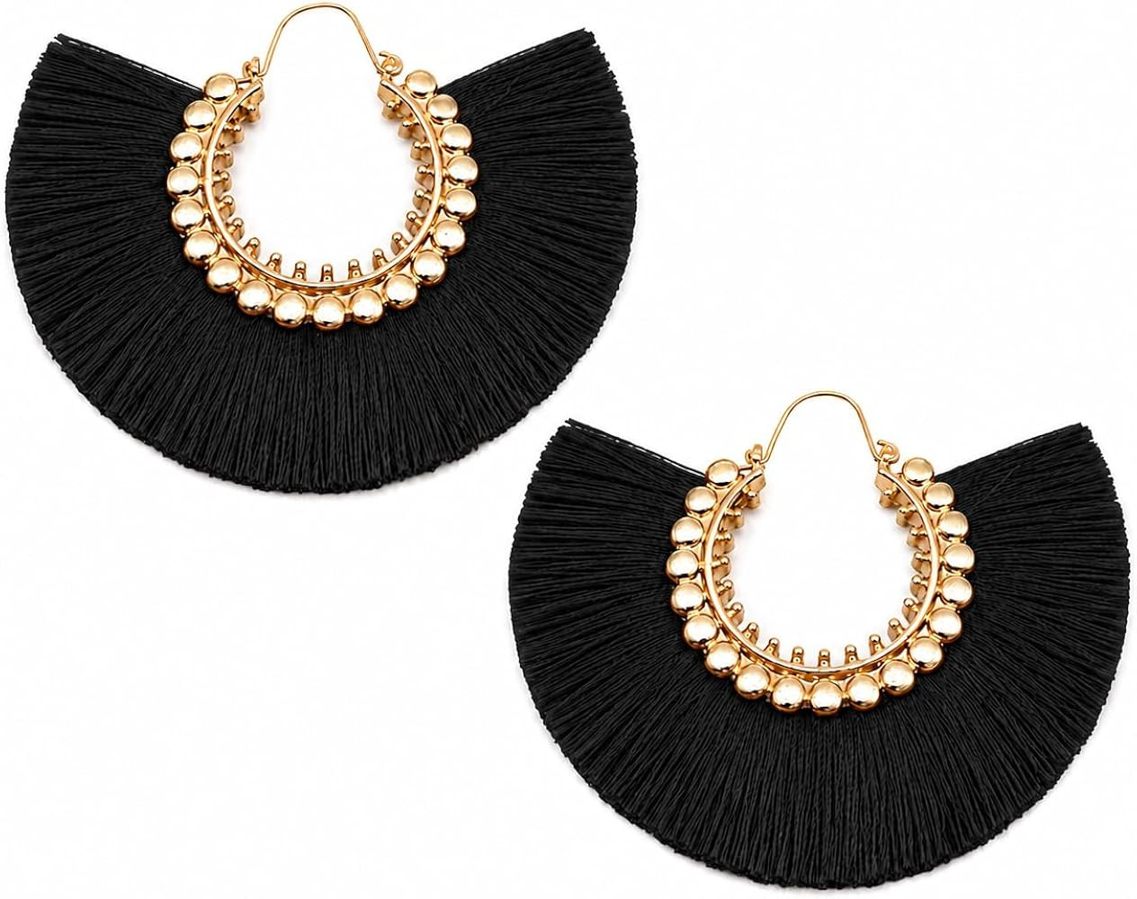 Tassel Hoop Earring Statement Thread Dangle Earrings Stylish Long Fringe Drop Earrings Lightweigh... | Amazon (US)