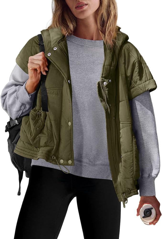 Panadila Womens Puffer Vest Oversized Sleeveless Quilted Jacket Zip Up Shacket with Hood Fall Win... | Amazon (US)