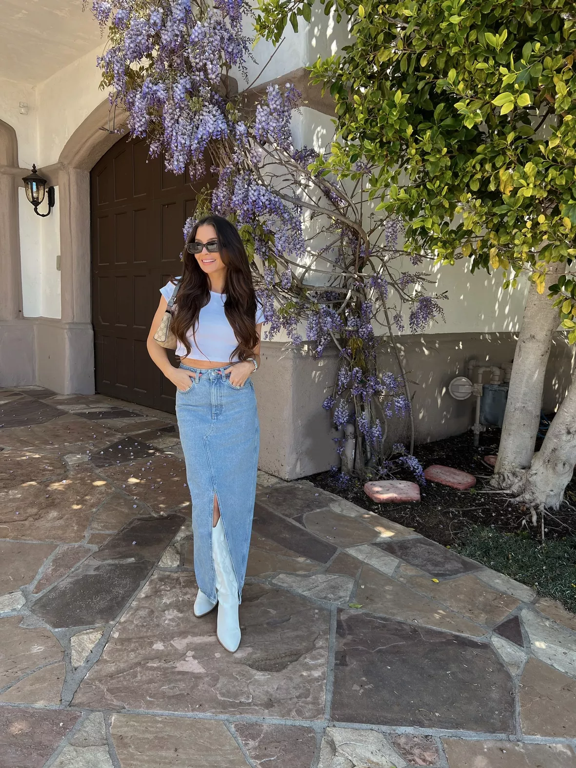 how to dress denim skirt Style a Midi How To Style A Denim