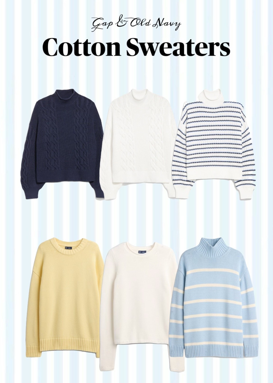 I’m always on the hunt for 100% cotton sweaters, and Old Navy and Gap really delivered with these ones! They’re a great gift idea if you’re working on holiday shopping, or a great transition piece for moving from winter to summer  

#LTKHoliday #LTKGiftGuide #LTKSeasonal