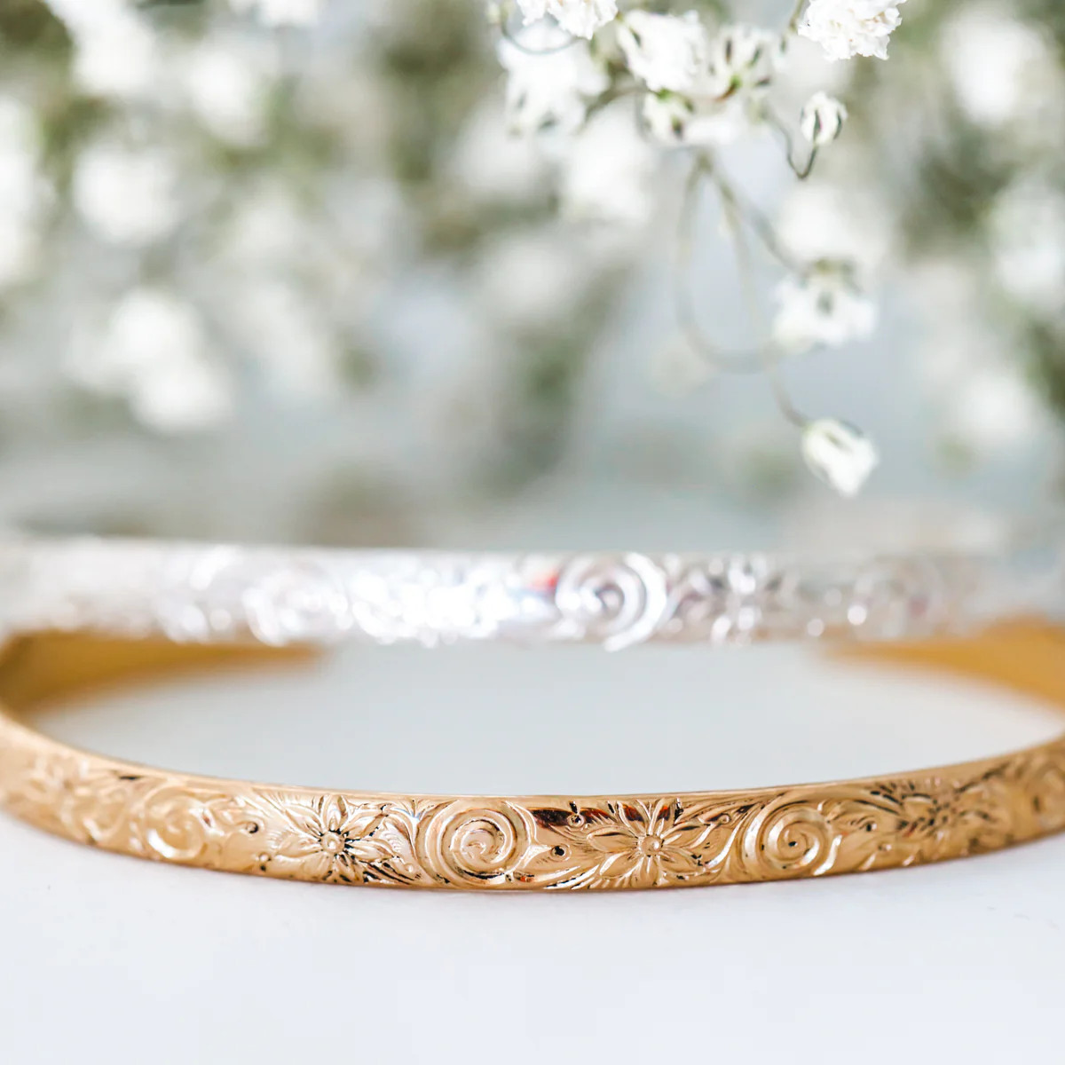 vintage floral cuff { silver + gold } | Chic Mama Jewelry
