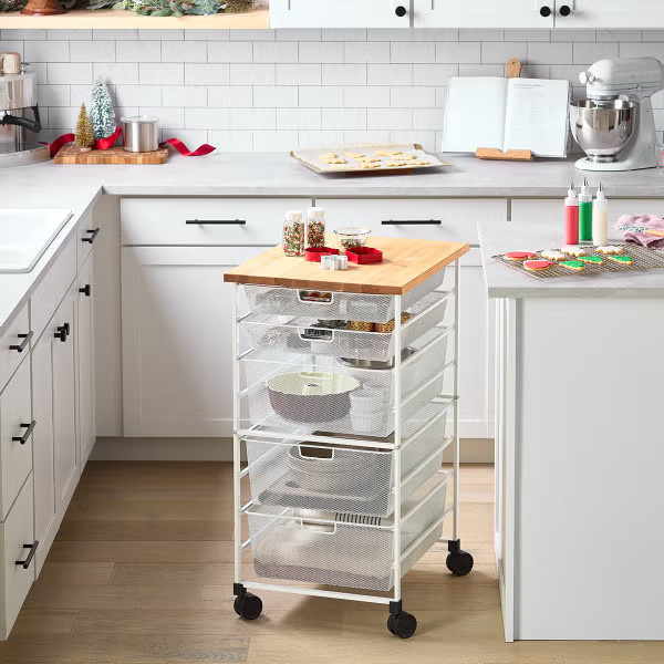 Elfa Mesh Kitchen Cart | The Container Store