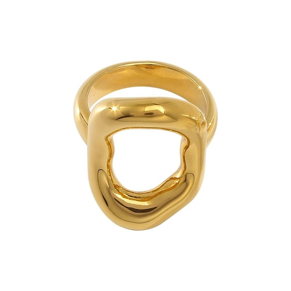 Kokoma Hollow Oval Shaped Chunky Statement Ring for Women Stainless Steel Irregular Thick Chunky ... | Amazon (US)