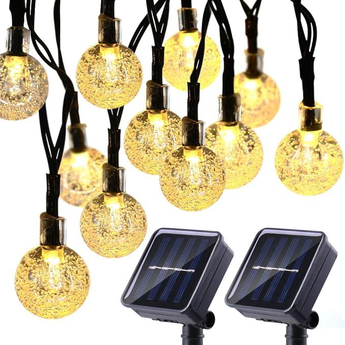 2 Pack Globe Solar String Lights, 20ft 30 LED Outdoor Bulb String Lights,Waterproof 8 Modes Solar... | Amazon (US)